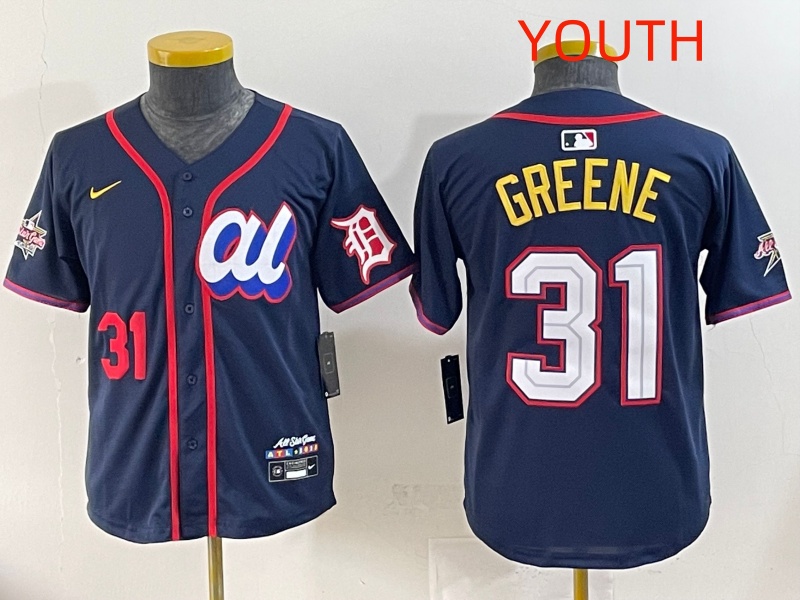Youth  2025 Detroit Tigers #31 Greene Drak Blue All star Nike MLB Jersey style 3